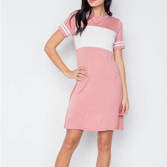 VALERIE SUPER SOFT SPORTY COLOR BLOCK DRESS PINK - Picture 6 of 8
